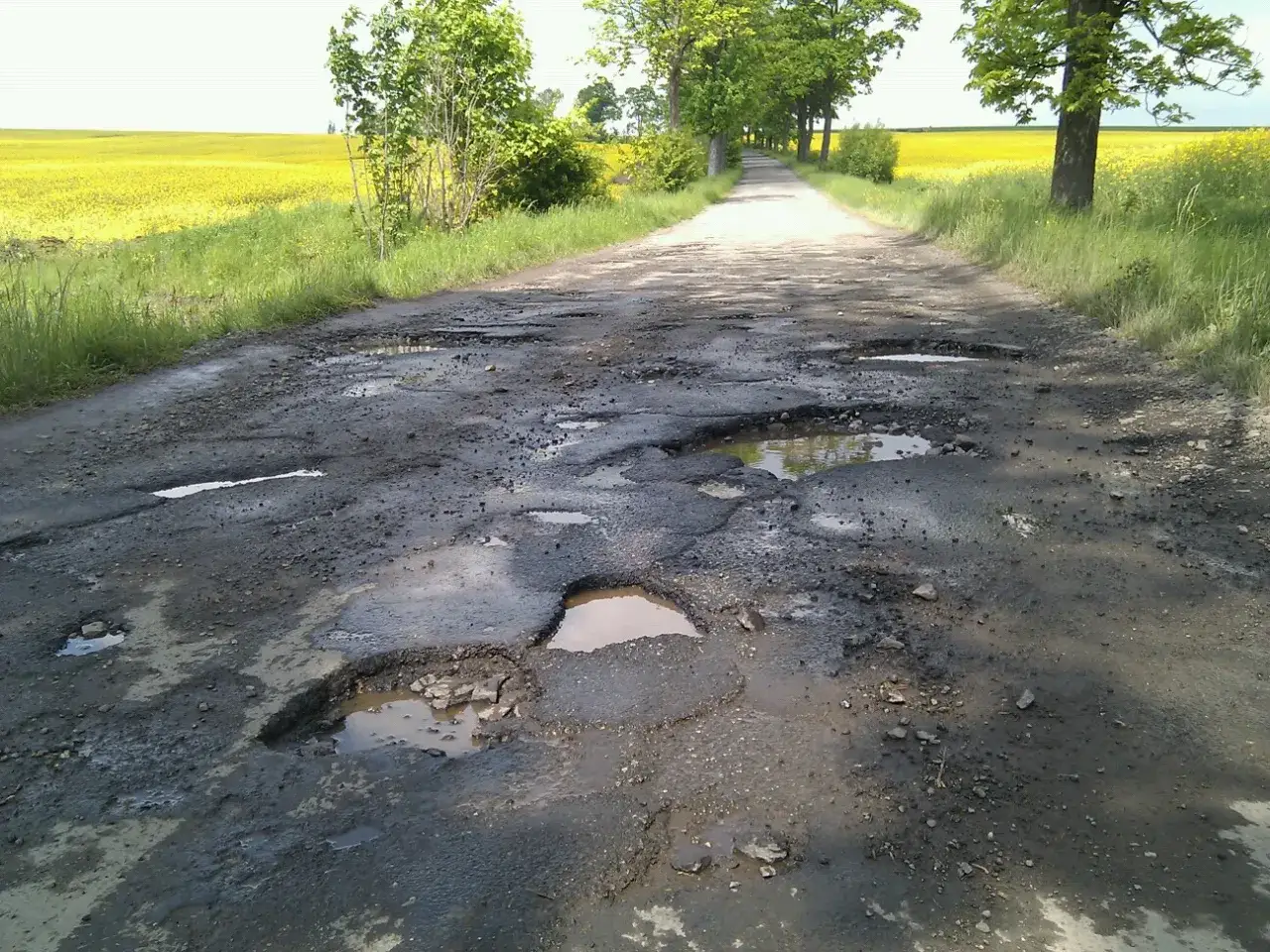 dziury w drodze, uszkodzenia zawieszenia, krawężniki
