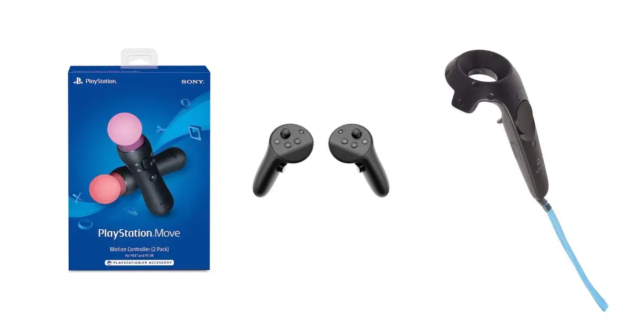 Zestaw kontrolerów PlayStation Move i kontrolerów VR do gier ruchowych na PS5.