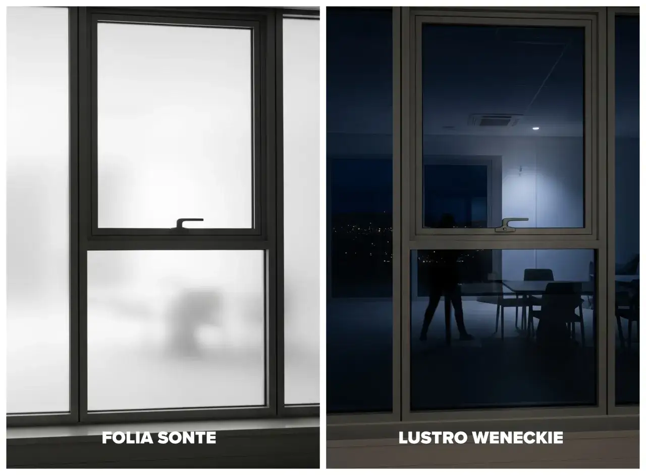 folia lustro weneckie w dzień i w nocy porównanie