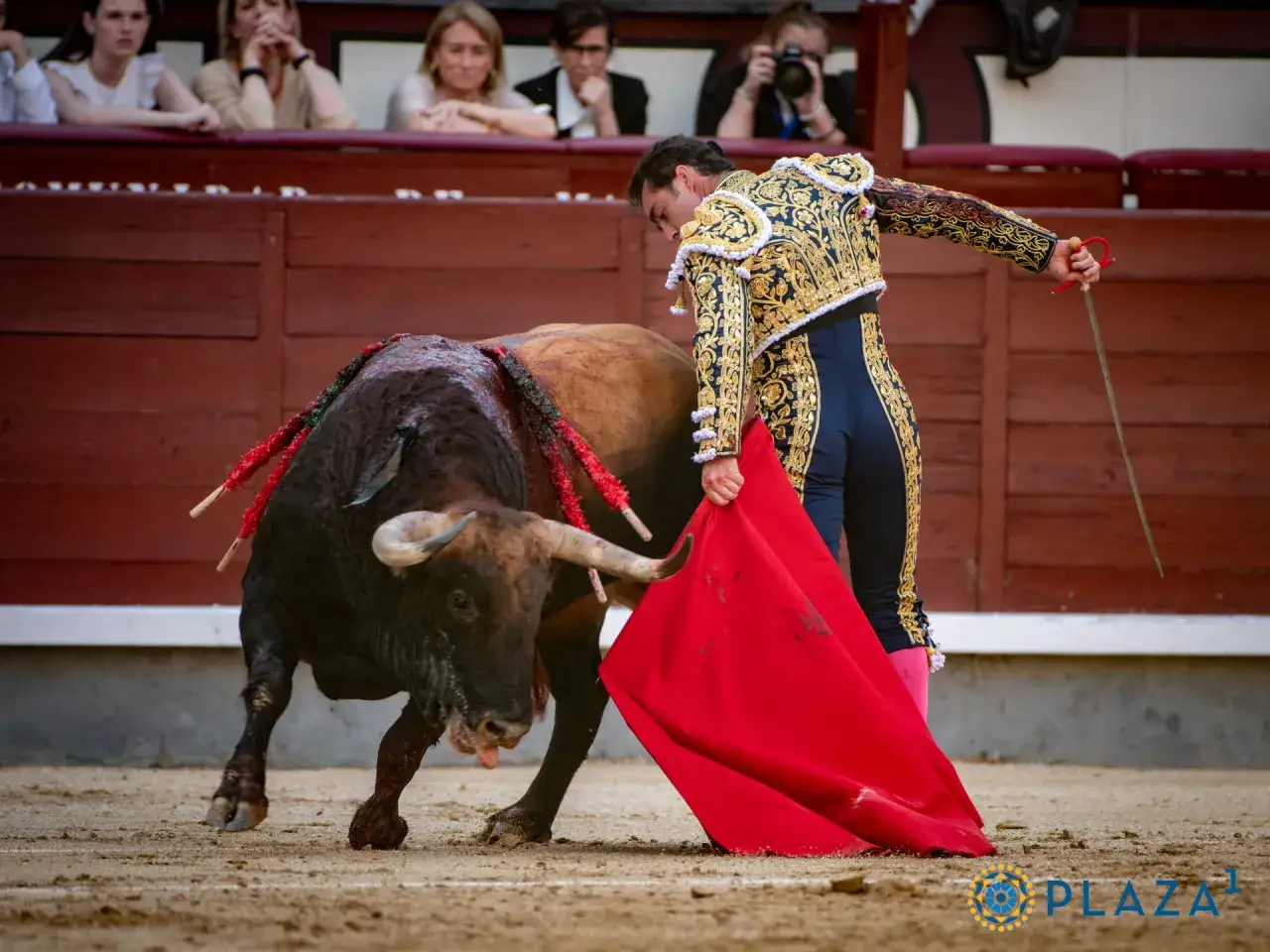 Un torero, sin importar su edad, se enfrenta a un toro bravo en la arena.