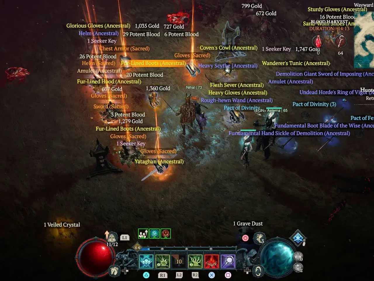 W świecie Diablo IV gracze zbierają łupy, takie jak 