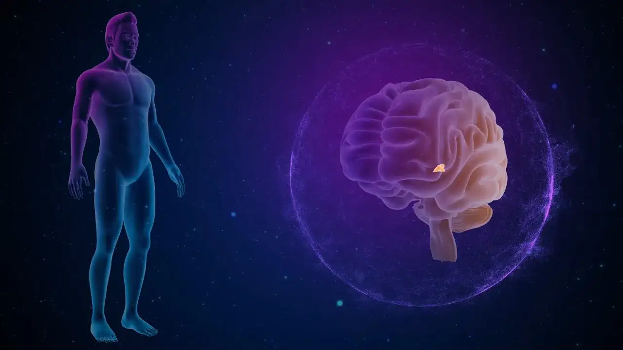 Anatomia mózgu z zaznaczoną szyszynką, która może być dotknięta przez torbiel szyszynki.