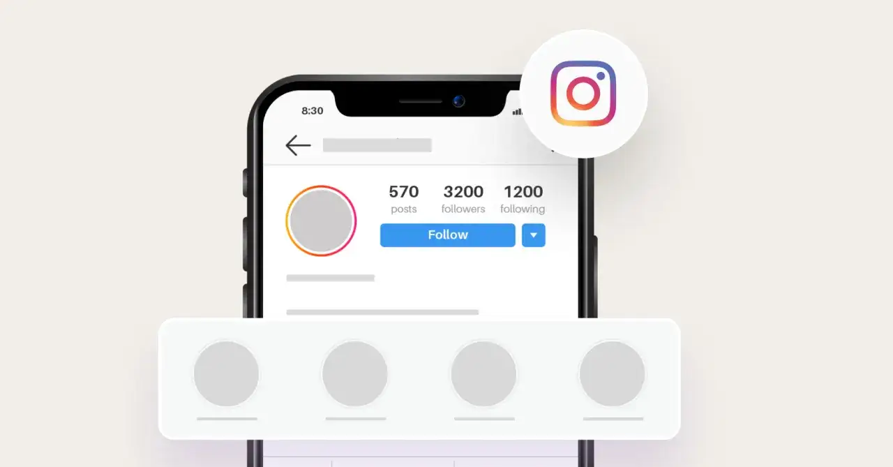 Profil Instagram z przyciskiem 