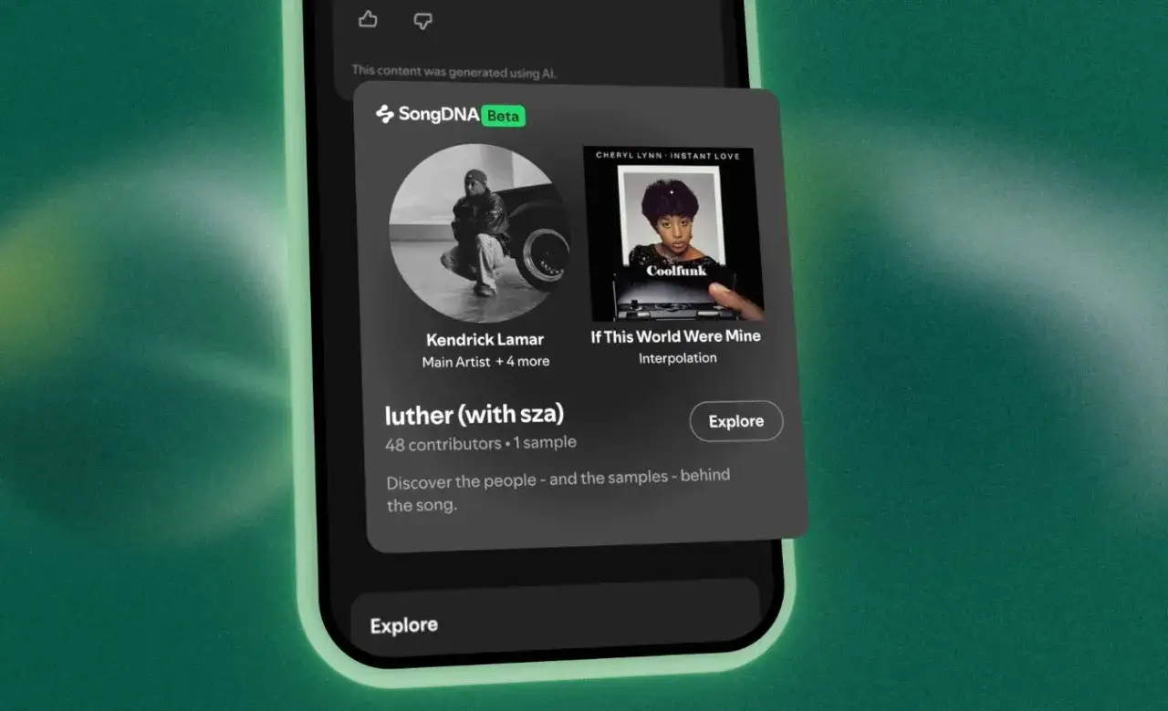 Spotify DNA feature on a phone screen, showing song