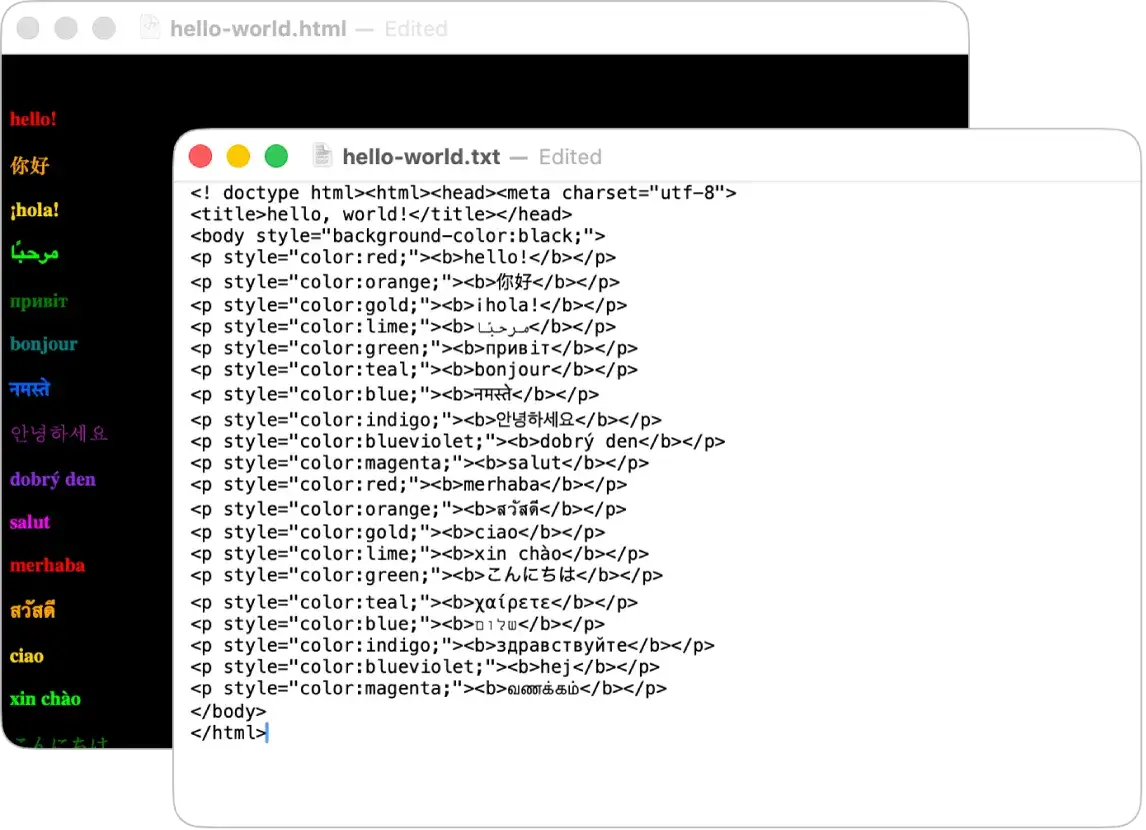 TextEdit ustawienia HTML tryb zwykłego tekstu
