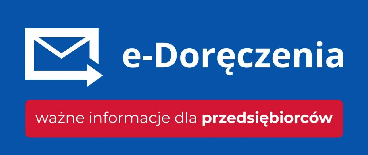 Biała ikona koperty z wychodzącą strzałką obok napisu 