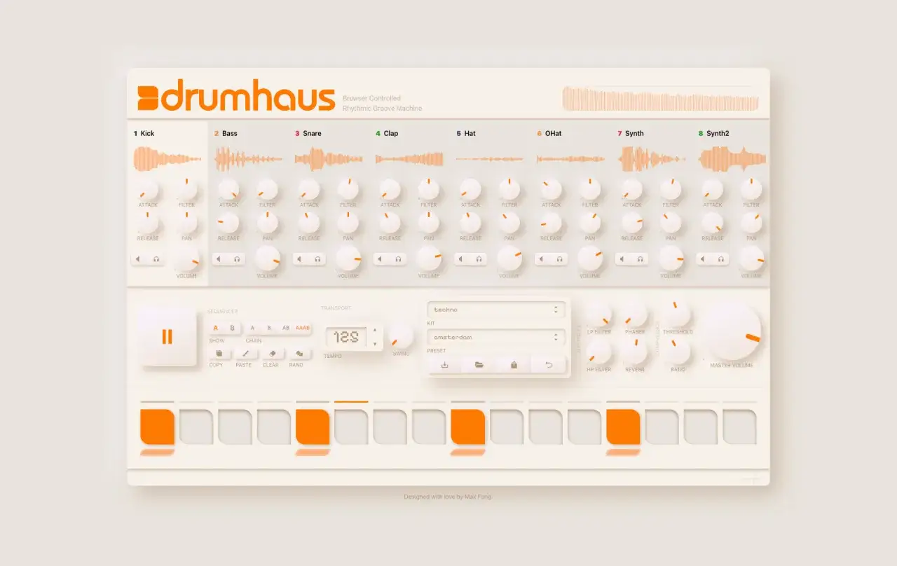 A clean UI for a free drum machine, 