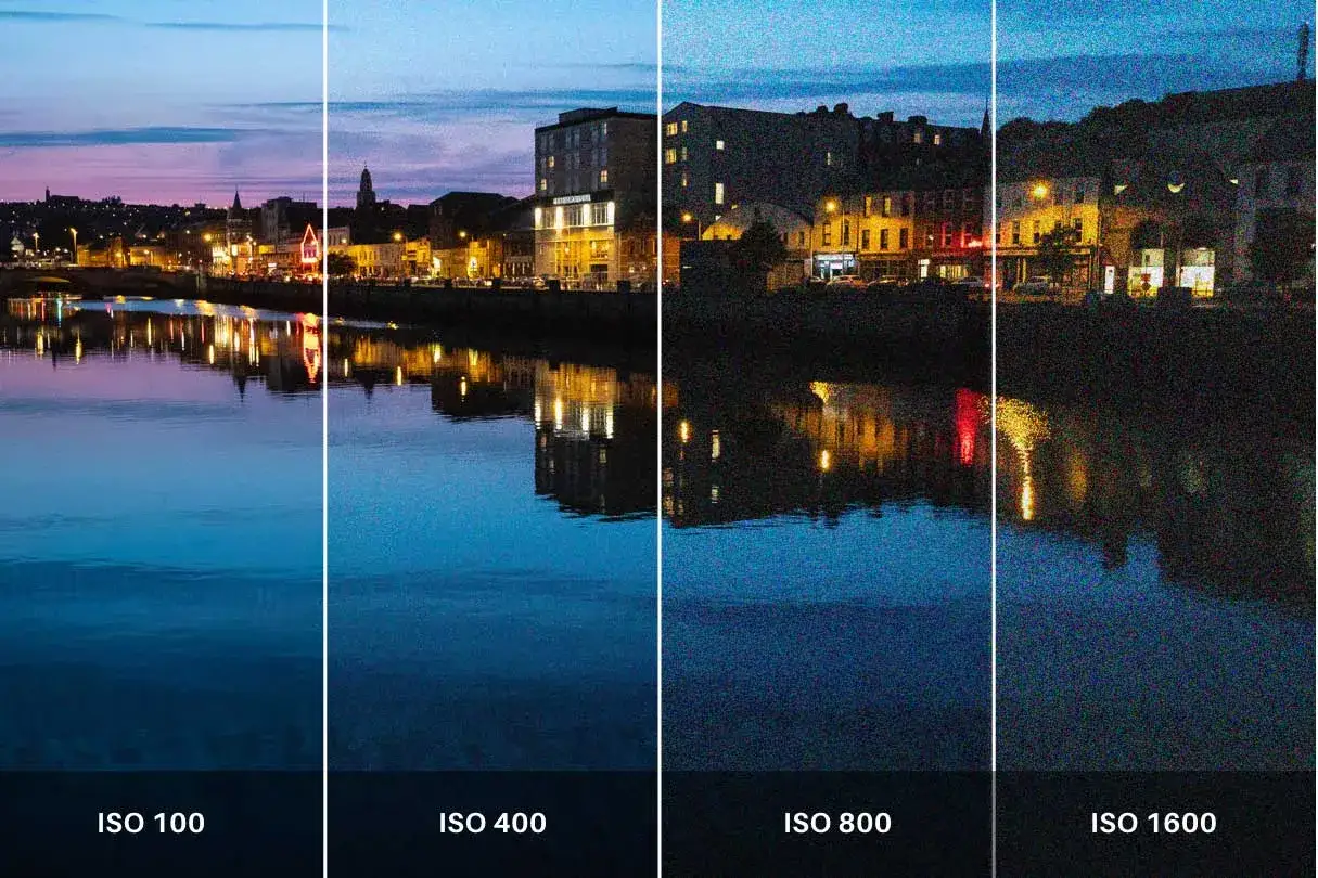 Confronto tra ISO 100 e ISO 1600: il **foto sgranata significato** è evidente, con l'aumentare dell'ISO aumenta il rumore digitale, rendendo l'immagine meno nitida.