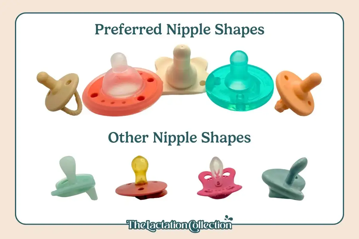 Comparing pacifier stages: preferred nipple shapes vs. other nipple shapes.