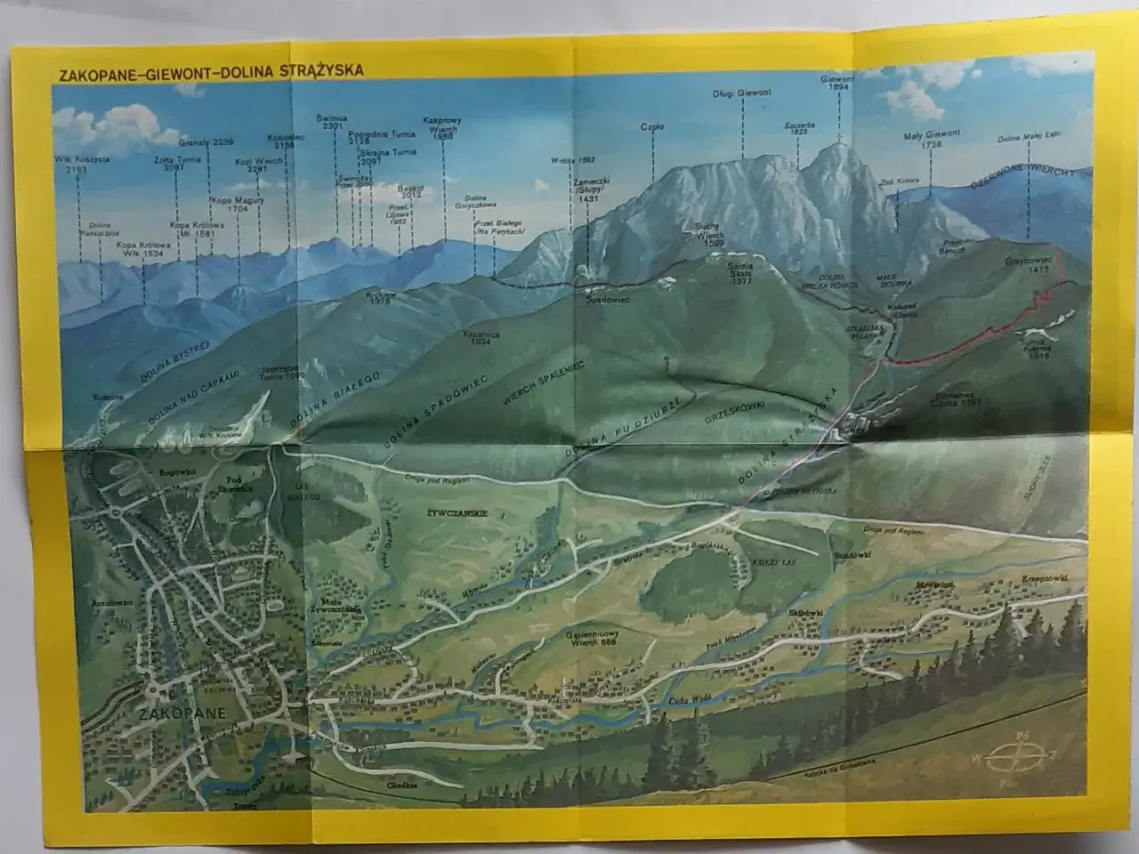 Mapa szlak&oacute;w na Giewont