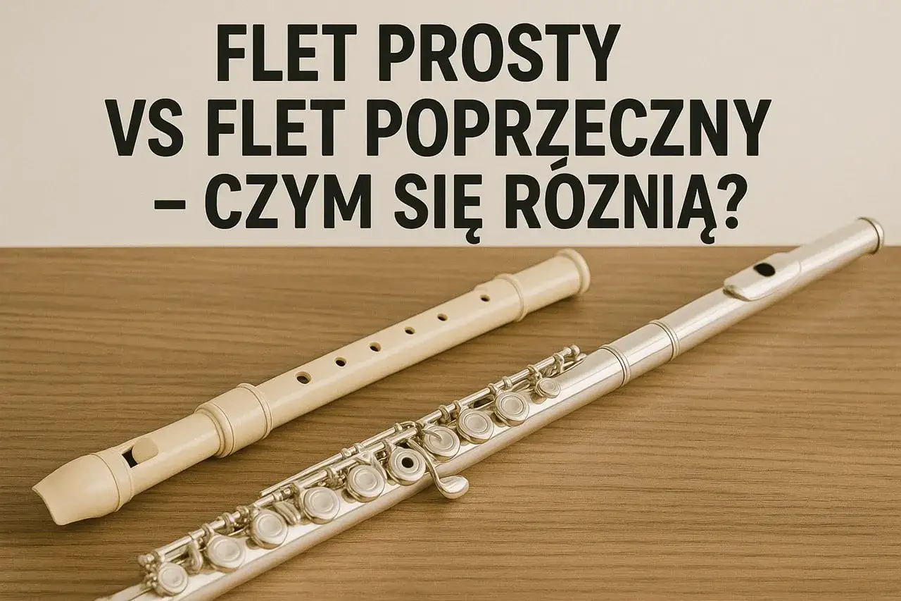 Flet prosty i flet poprzeczny leżą obok siebie. R&oacute;żnice między nimi są widoczne na pierwszy rzut oka.