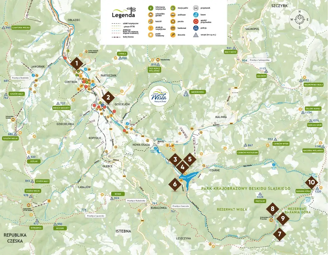 Mapa szlaków Barania Góra