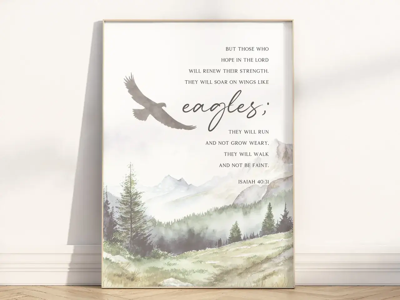 Ein Adler fliegt über einer Berglandschaft. Der Text besagt: