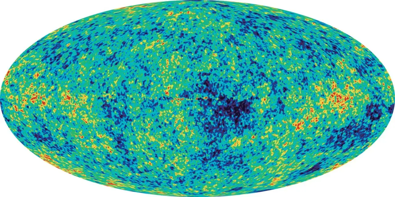 Kosmisk bakgrundsstr&aring;lning, en karta som visar sm&aring; temperaturvariationer i universum, en viktig pusselbit i big bang-teorin.