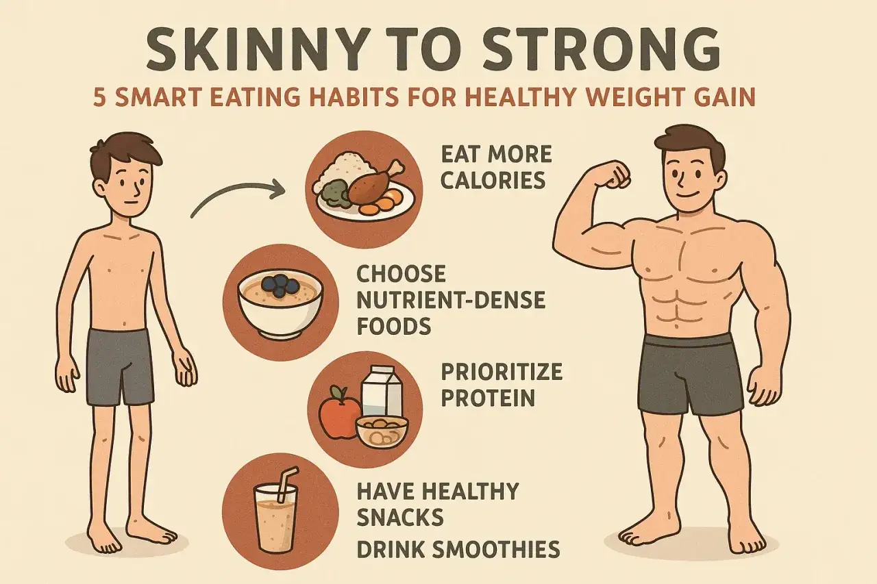 Von d&uuml;nn zu stark: 5 Essgewohnheiten, um schnell zuzunehmen. Kalorienreich, n&auml;hrstoffdicht, proteinreich essen.