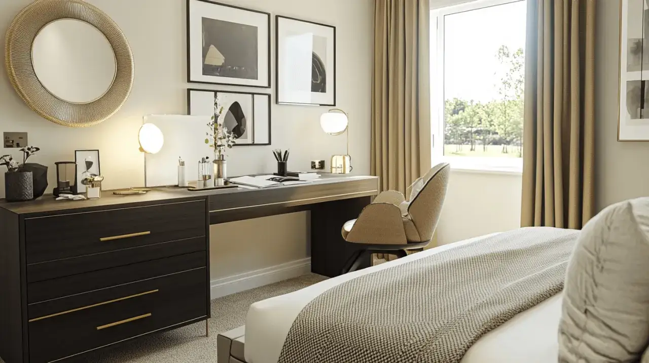 Bureau moderne et élégant, parfait pour une décoration chambre bureau. Un espace fonctionnel et stylé.