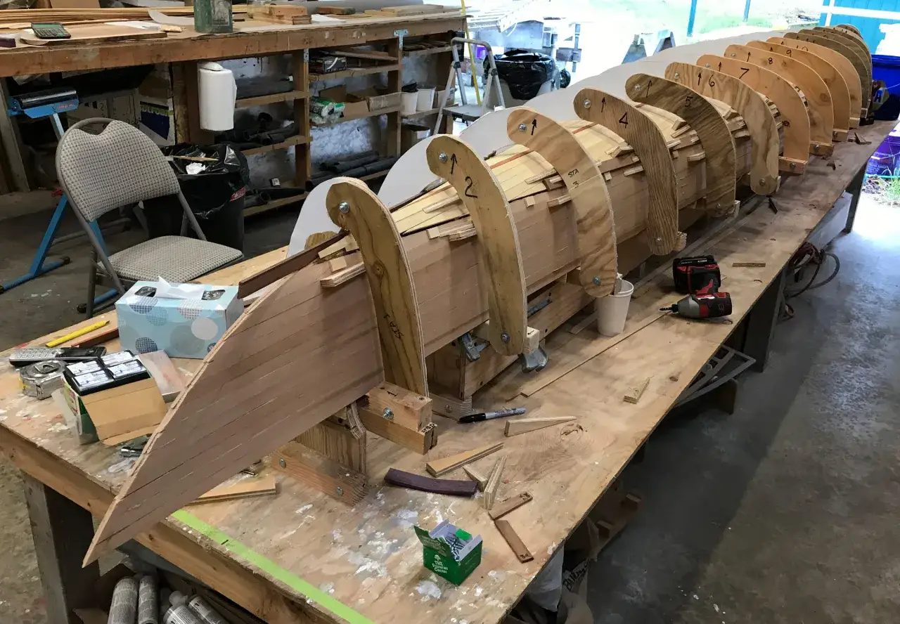 strip built kayak construction