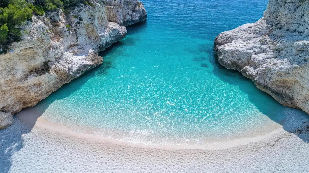 Spiaggia da sogno incastonata tra rocce bianche, con acque cristalline e turchesi. Un vero gioiello per la classifica spiagge pi&ugrave; belle del mondo.