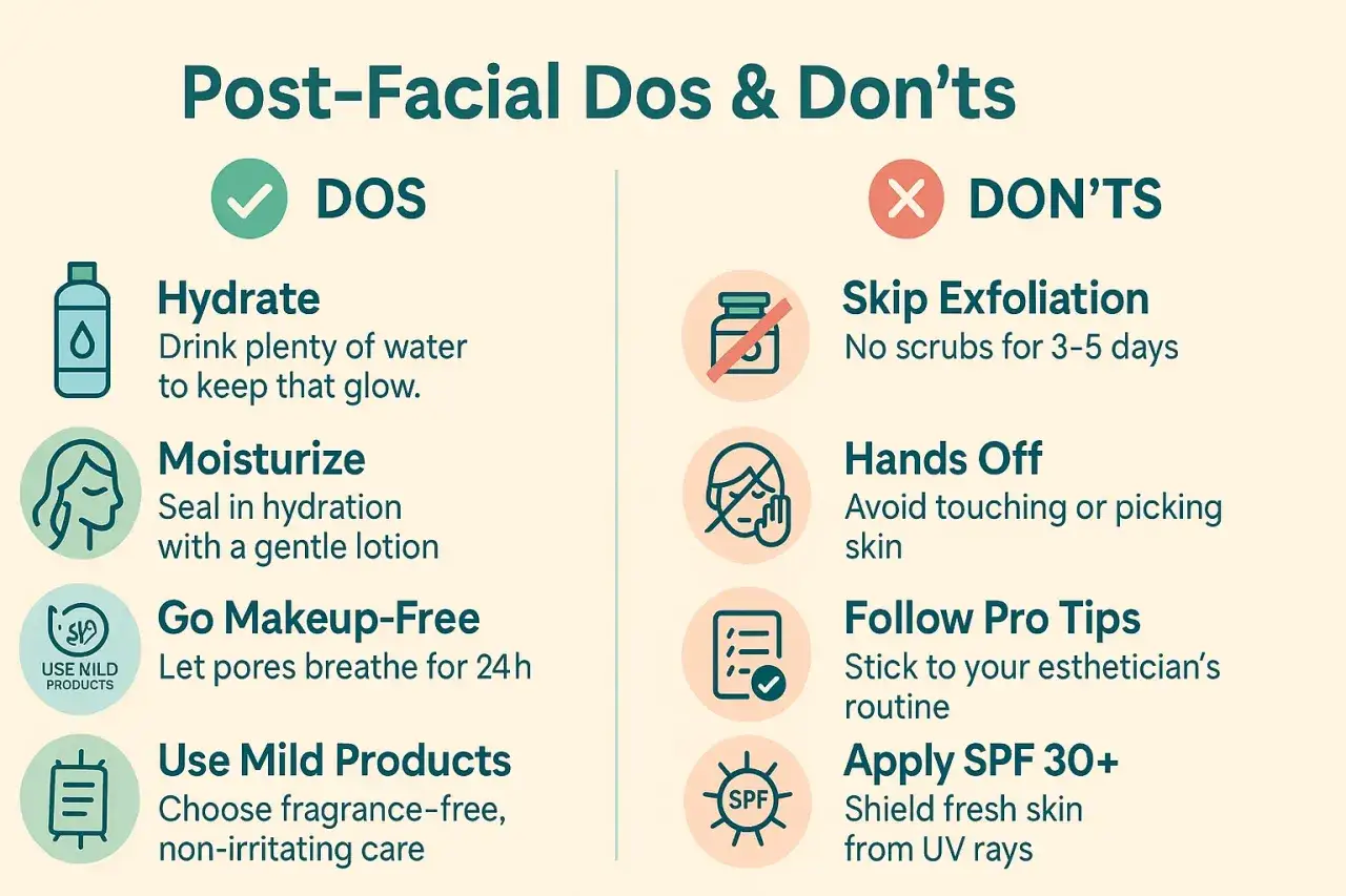 Dopo lo scrub viso, idrata e usa prodotti delicati. Evita scrub per 3-5 giorni e non toccare la pelle.