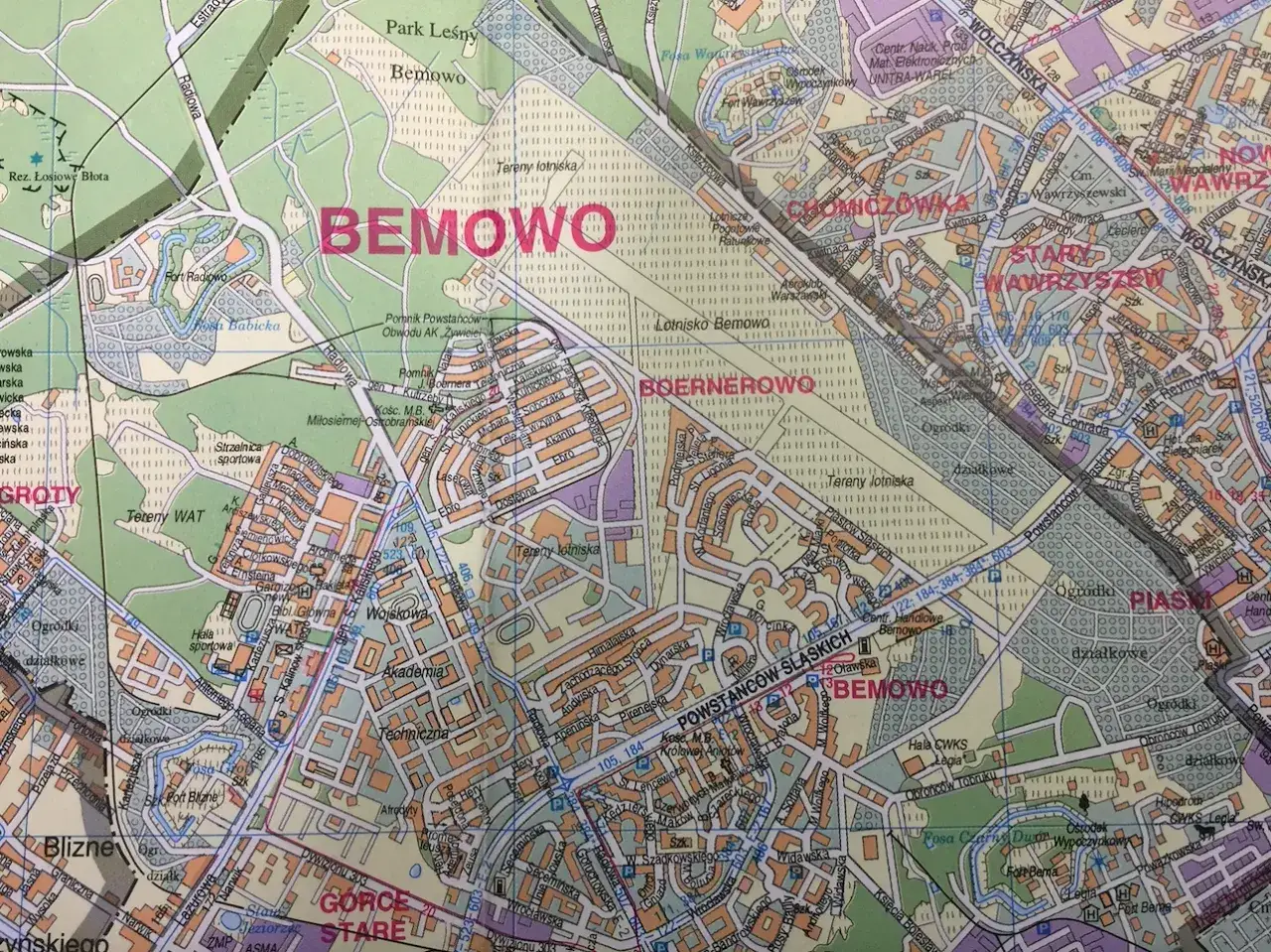 Mapa osiedli mieszkaniowych Lotnisko Bemowo Warszawa