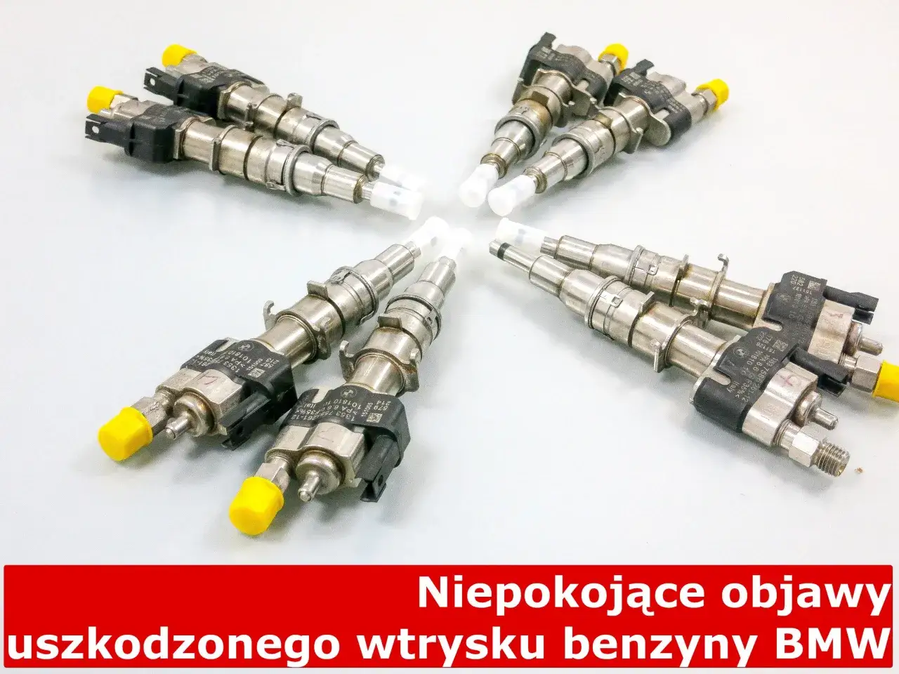 Zestaw wtryskiwaczy paliwa BMW. Niepokojące objawy uszkodzonego wtrysku benzyny mogą prowadzić do problemów z pracą silnika.