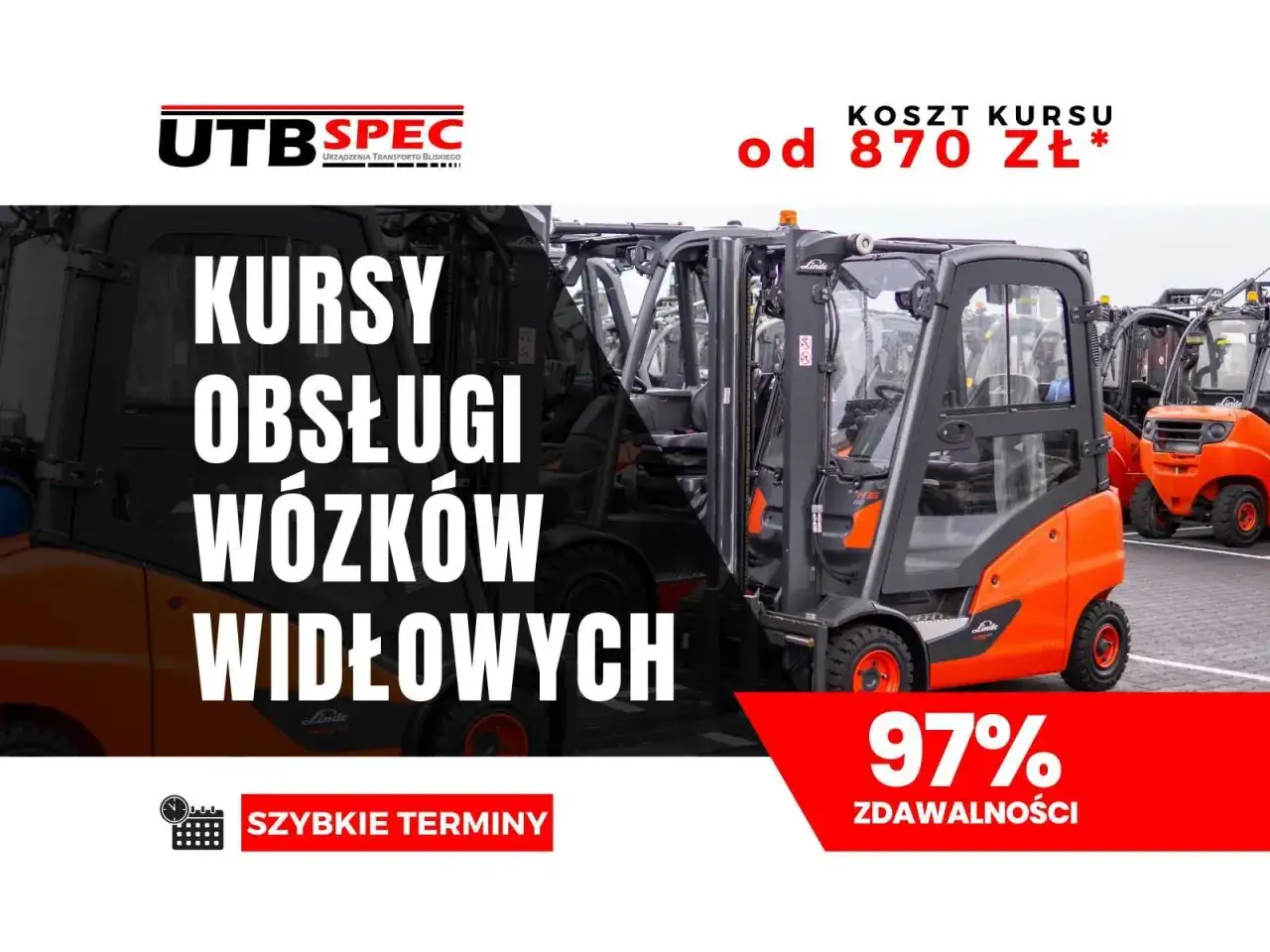 Kurs operatora wózka widłowego. Zdobądź uprawnienia i zacznij pracę! Niskie ceny i szybkie terminy. 97% zdawalności.