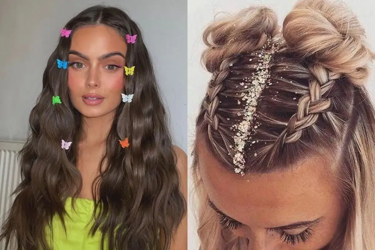Peinados aesthetic: cabello suelto con mariposas de colores y trenzas con glitter, &iexcl;dos estilos para deslumbrar!