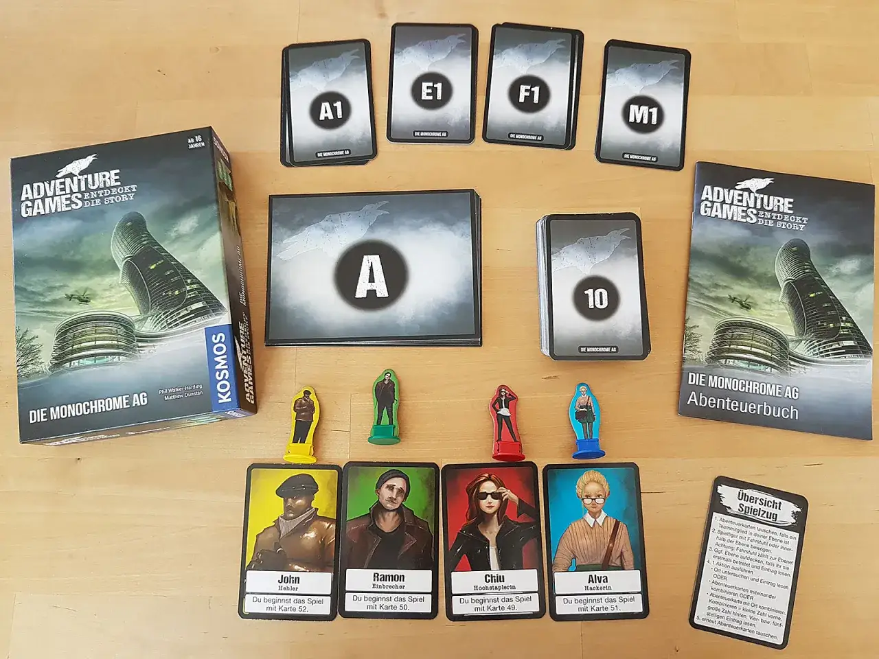 Kosmos Adventure Games: Die Monochrome AG. Spielmaterialien, Karten und Spielfiguren für ein spannendes Abenteuer.