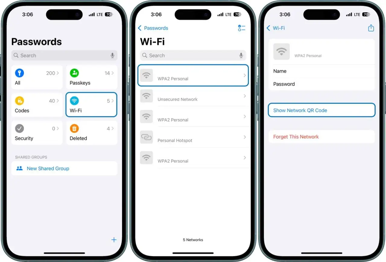 Osoba udostępniająca hasło Wi-Fi z telefonu