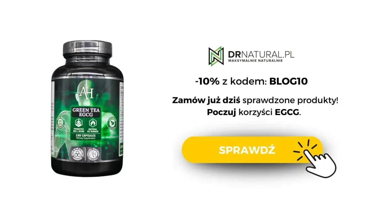 Butelka suplementu Green Tea EGCG. Zamów już dziś i poczuj korzyści EGCG. Zniżka -10% z kodem BLOG10.
