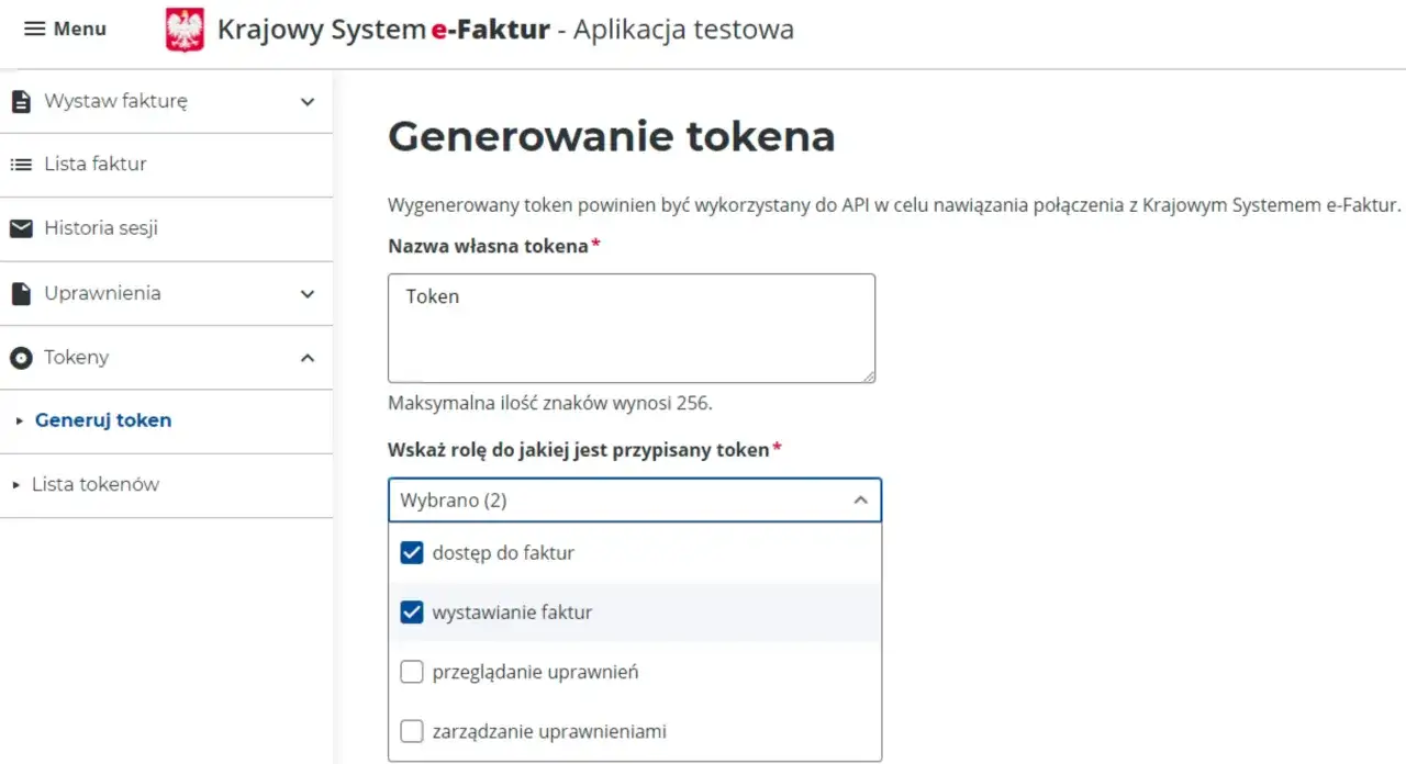Generowanie tokena do integracji z Krajowym Systemem e-Faktur. Umożliwia wystawianie faktur i dostęp do nich, podobnie jak w WooCommerce.