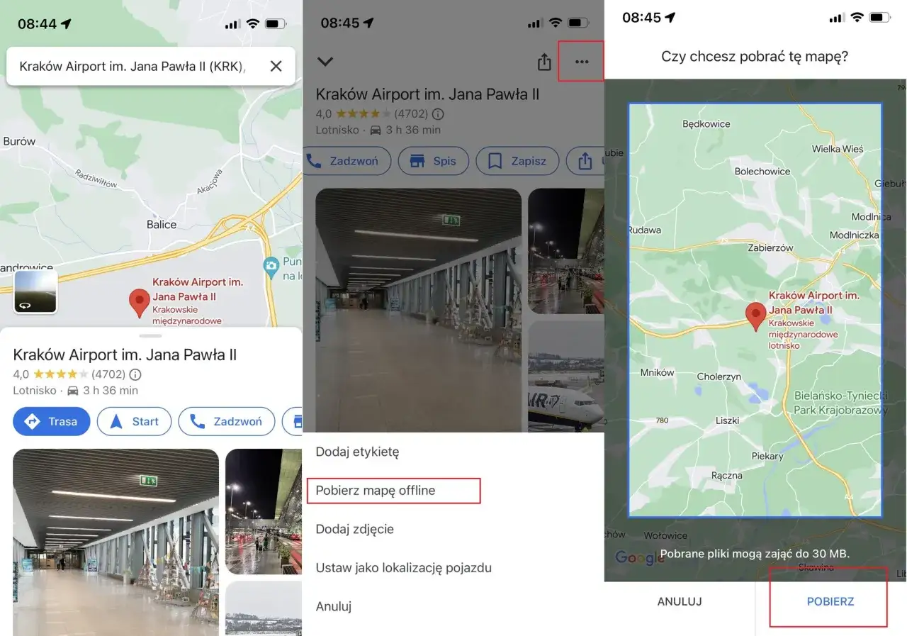Jak pobrać mapę Google offline: wybierz opcję 