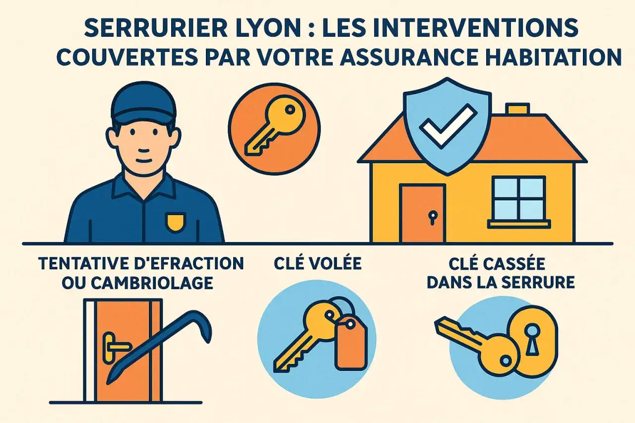 Serrurier &agrave; Lyon : que faire en cas de tentative d'effraction, cl&eacute; vol&eacute;e ou cass&eacute;e ? L'assurance habitation couvre ces interventions.