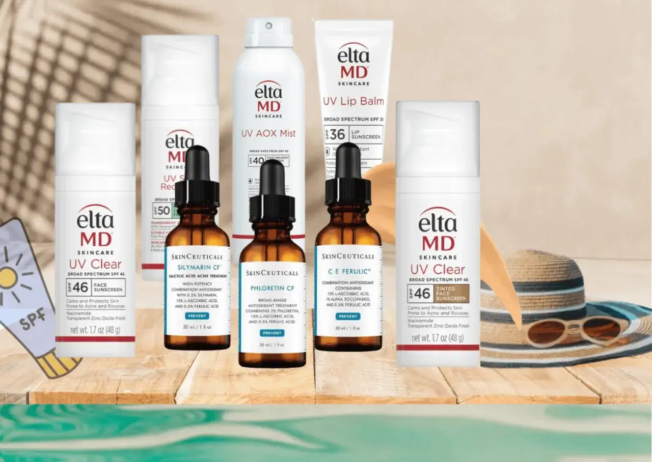 Produkty EltaMD i SkinCeuticals chronią przed wolnymi rodnikami, zapewniając ochronę SPF.