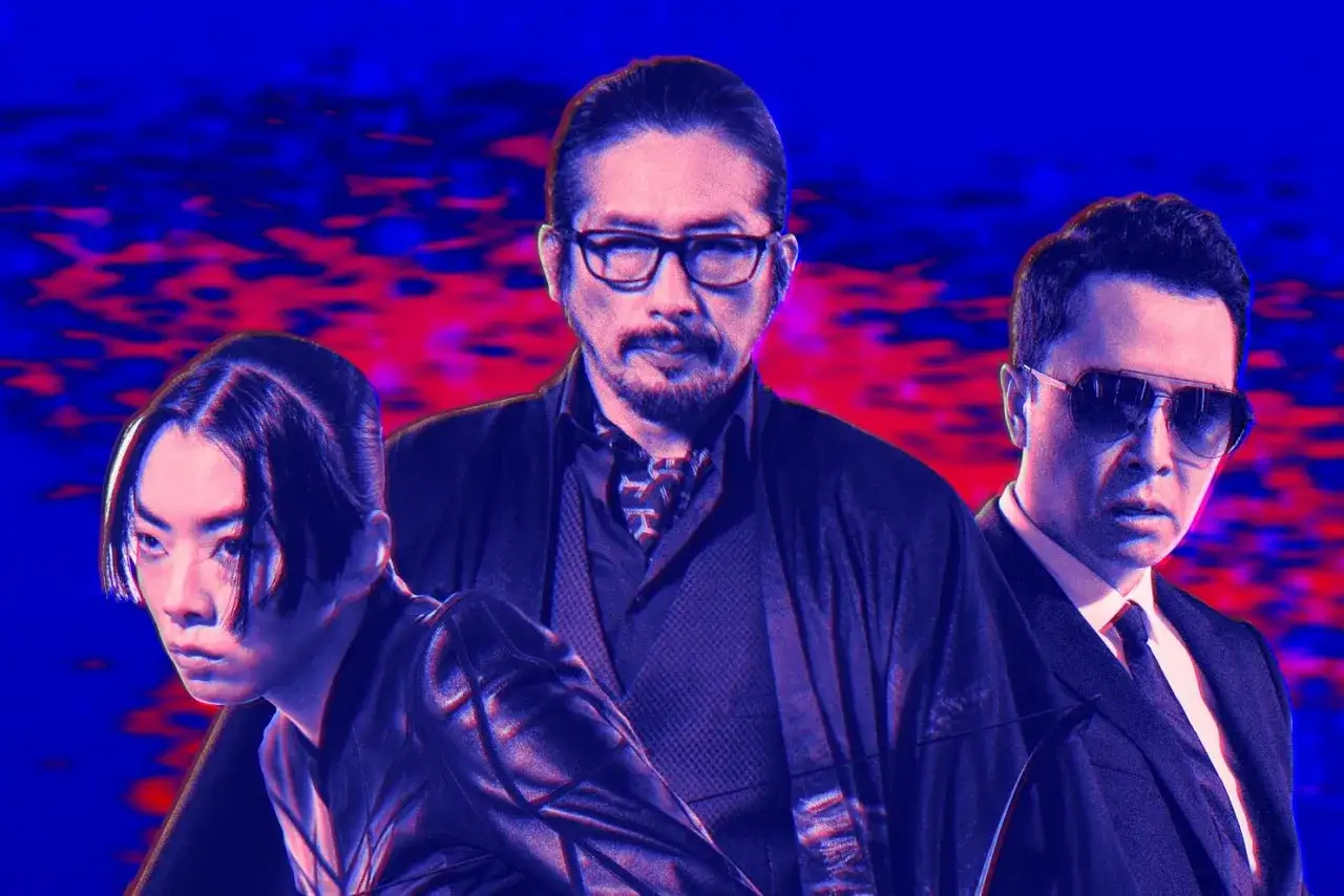 Trzech bohaterów z filmu John Wick 4: Donnie Yen, Rina Sawayama i Hiroyuki Sanada.