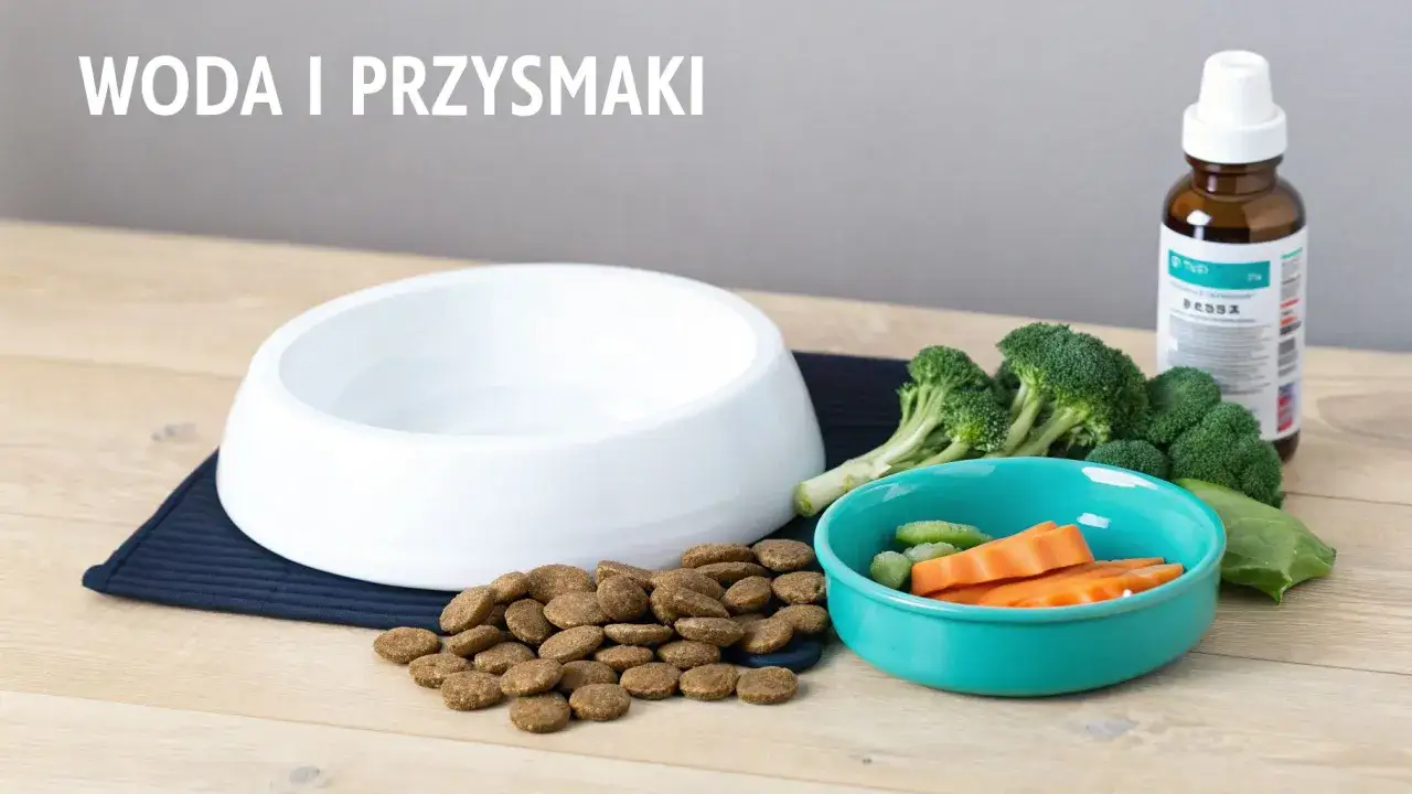 Woda, karma, brokuły i marchewka – idealne składniki, by dowiedzieć się, czym karmić sukę po porodzie.