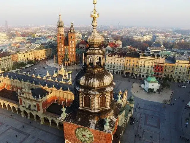 Wawel z lotu ptaka, Rynek Główny Kraków