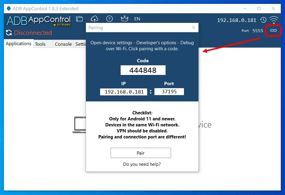 adb appcontrol interfejs