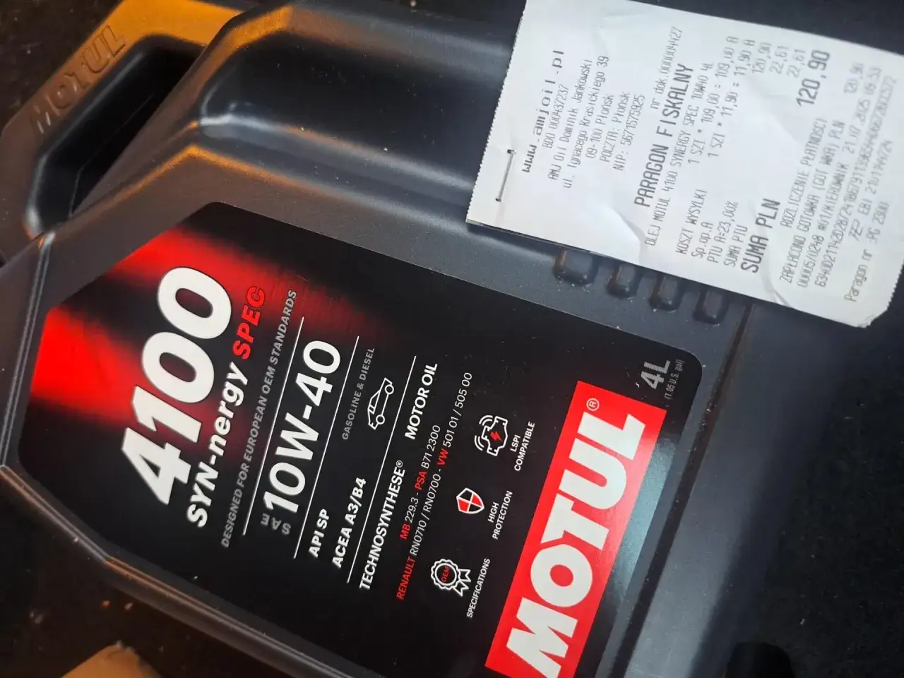 Motul 6100 Synergie+ 10W-40 opakowanie i specyfikacja