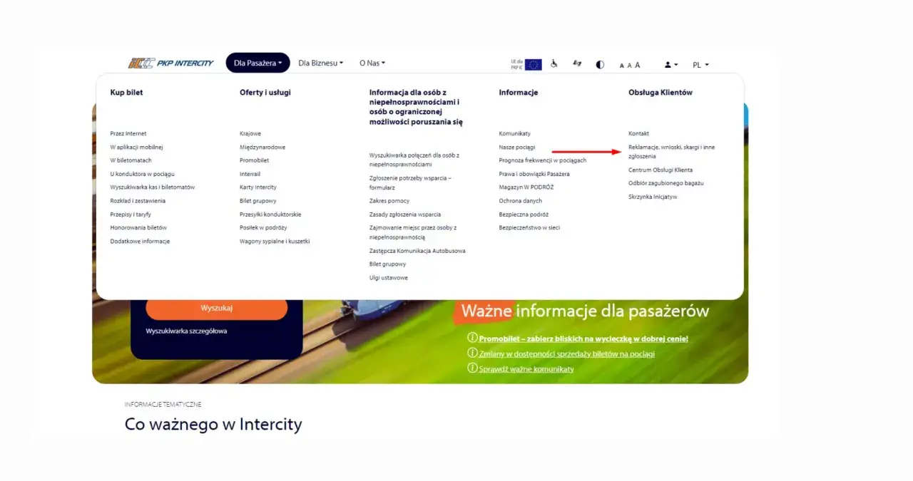 Reklamacje, wnioski, skargi i inne zgłoszenia - tu znajdziesz informacje o tym, ile czasu ma PKP Intercity na rozpatrzenie reklamacji.