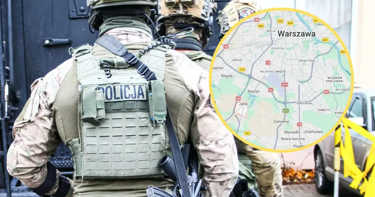 Antyterroryści w Warszawie gotowi do akcji. Na mapie zaznaczono stolicę Polski.