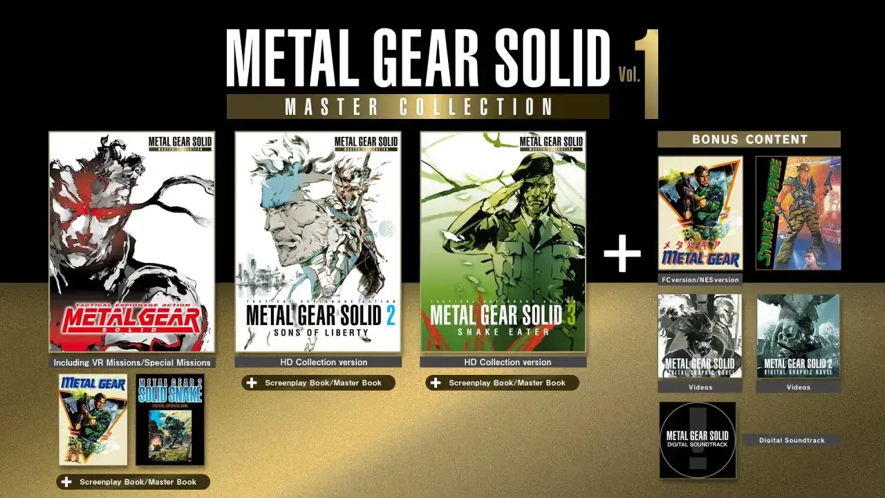 Colección Metal Gear Solid 1, 2 y 3 en orden cronológico, con contenido extra.
