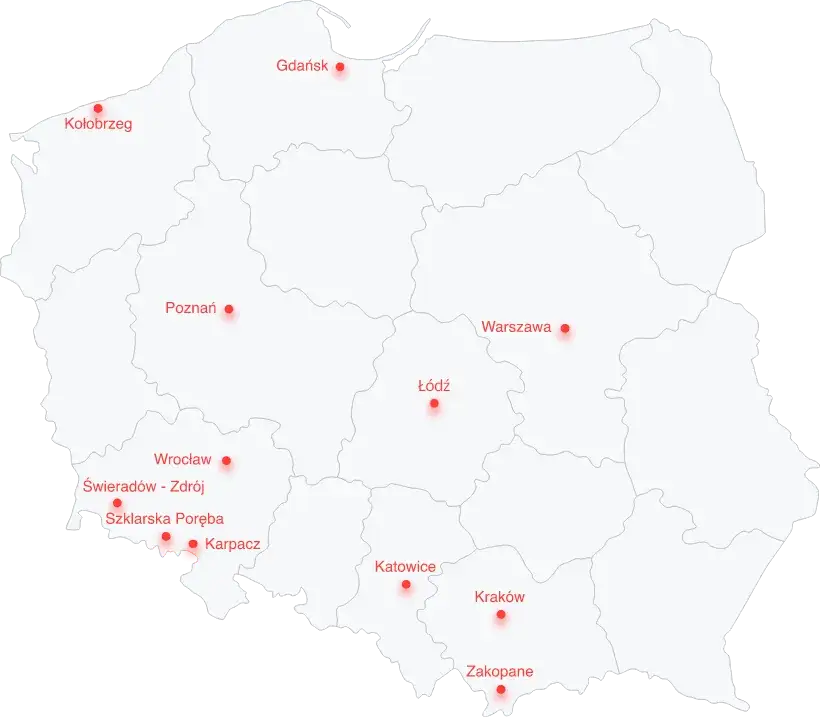 Mapa Polski potencjał wynajmu krótkoterminowego