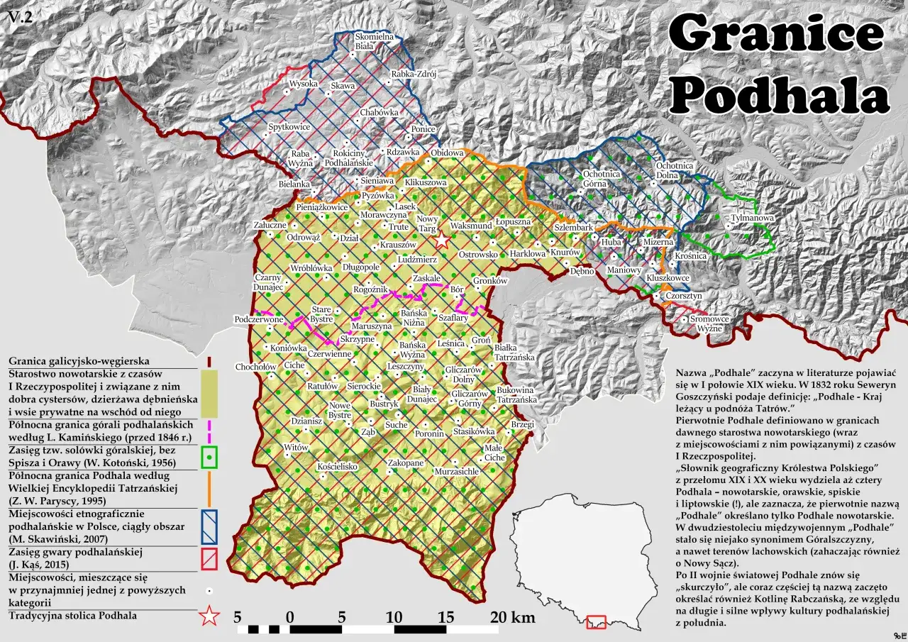 Mapa obszaru produkcji Bryndzy Podhalańskiej CHNP