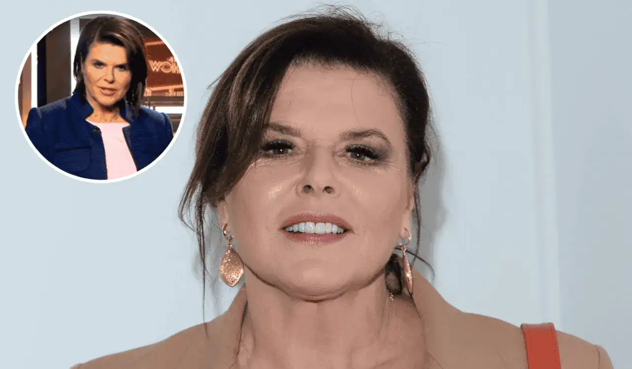 Alicja Resich Modlińska w zbliżeniu, z mniejszym zdjęciem w tle.