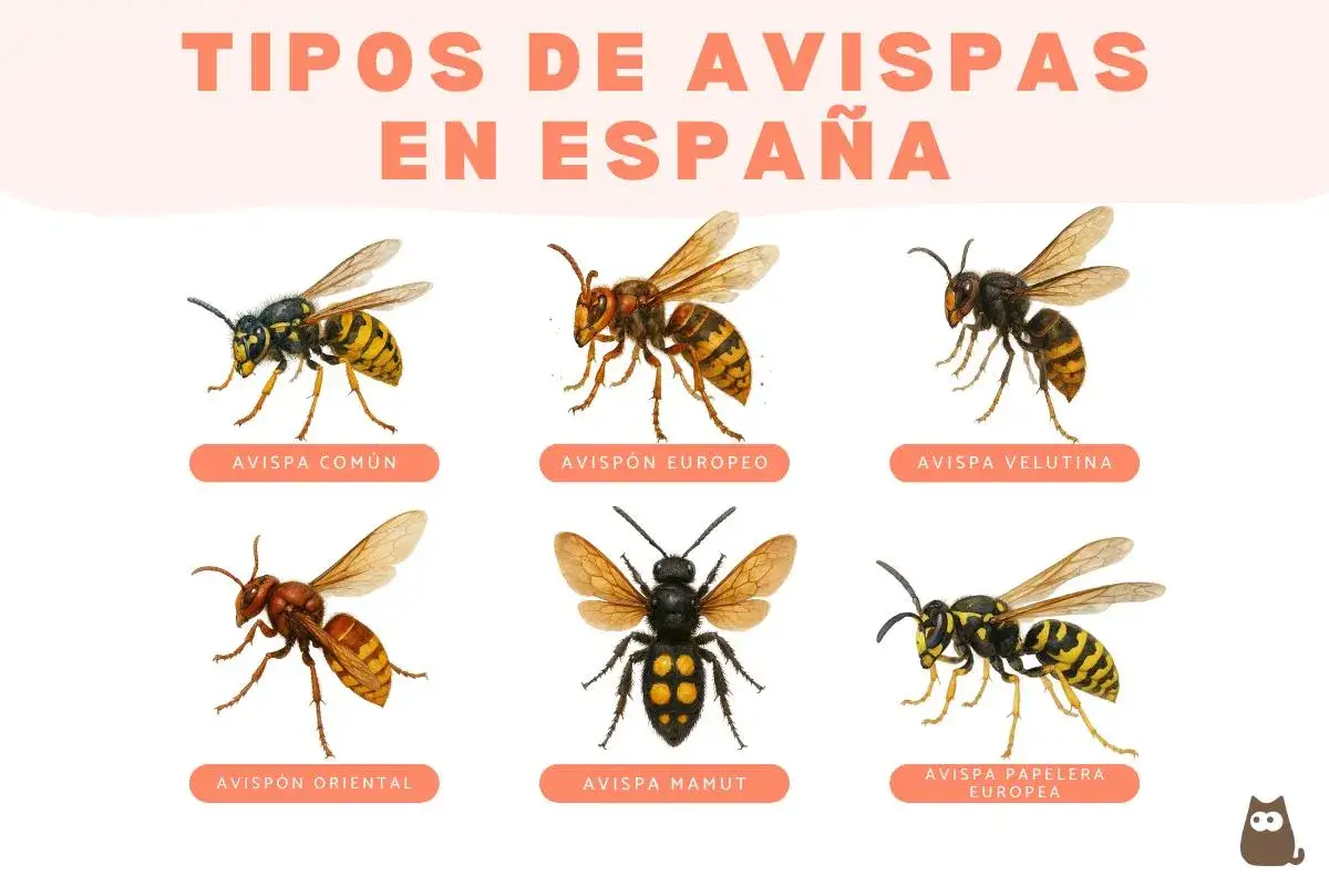 Seis tipos de avispas de cerca en Espa&ntilde;a: avispa com&uacute;n, avispa velutina, avispones y m&aacute;s.