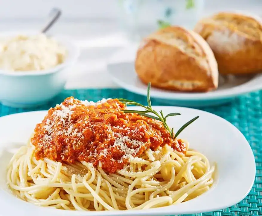 plato de pasta cocinada en Thermomix