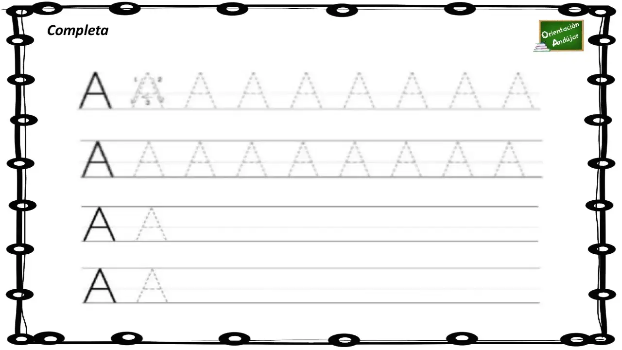 Hoja de grafomotricidad vocales. Ejercicios para trazar la letra 