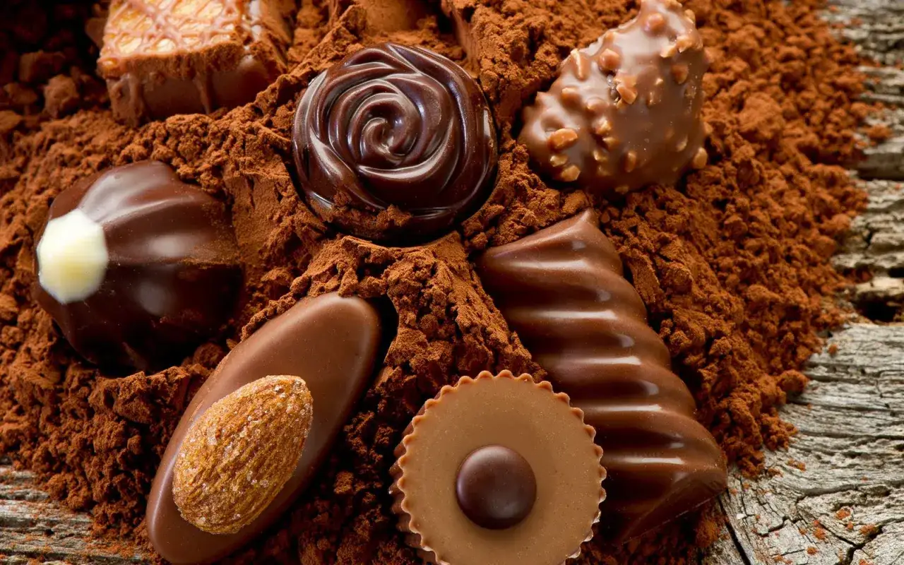 Un surtido de chocolates finos, algunos con almendras y cubiertos de cacao en polvo. ¡Una verdadera obra de arte, la chuche más cara del mundo!