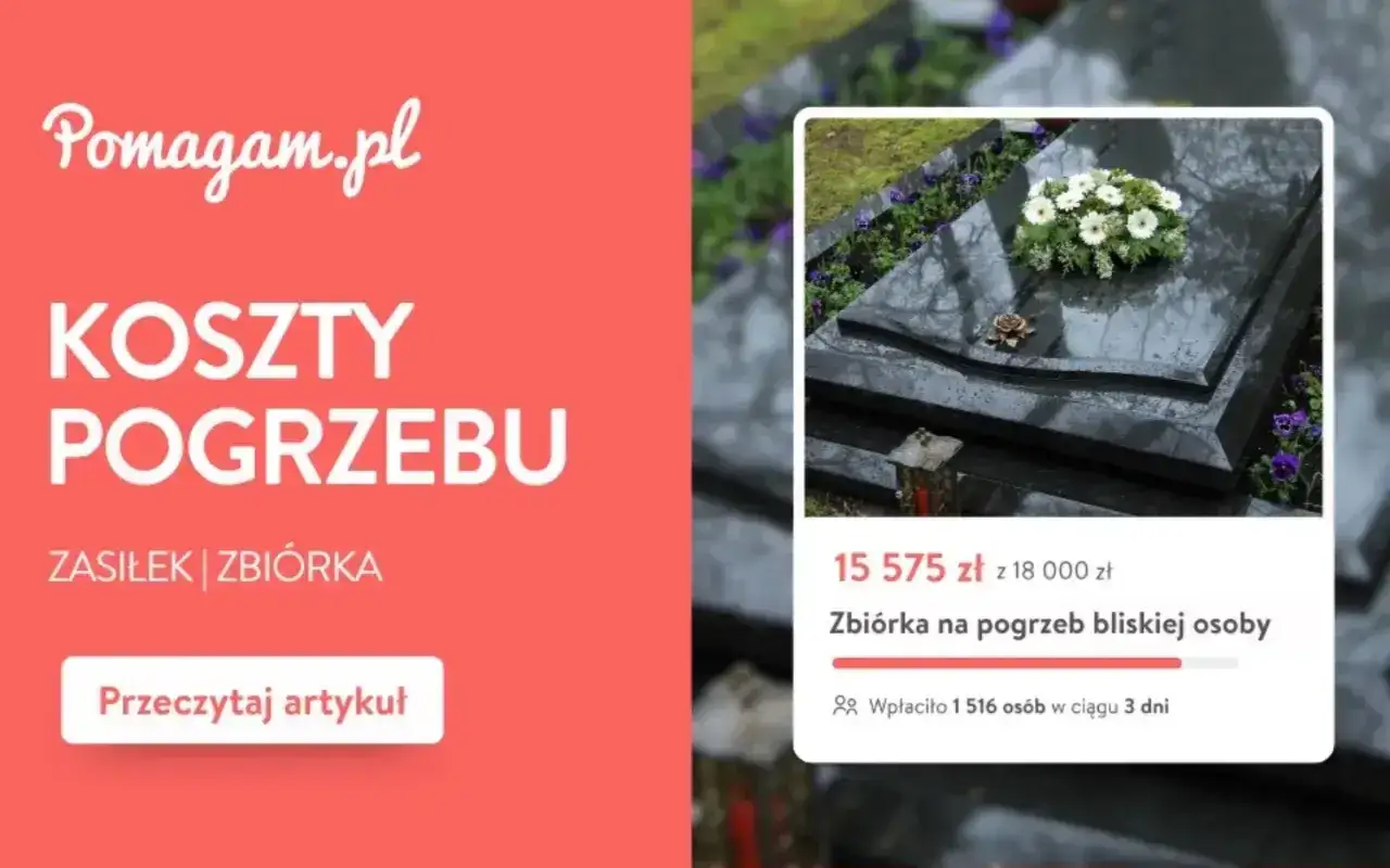 Zbiórka na pogrzeb bliskiej osoby, z kwiatami na nagrobku. Pomagam.pl informuje o kosztach pogrzebu i możliwościach wsparcia.